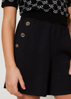 Twinset Kids Shorts Neri in Crepe per Bambine