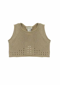 Twinset Kids Top Canapa Forato con Logo per Bambine