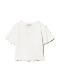 Twinset Kids T-shirt Bianca con Ricamo per Bambine