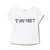 Twinset Kids T-Shirt Bianca con Applicazione Logo per Bambine
