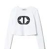 Twinset Kids T-shirt Bianca Crop con Logo Gommato per Bambine
