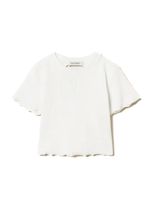 Twinset Kids T-shirt Bianca con Ricamo per Bambine
