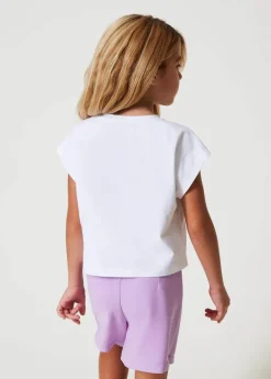 Twinset Kids T-Shirt Bianca con Applicazione Logo per Bambine