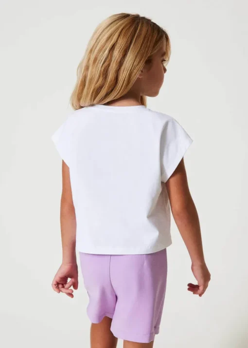 Twinset Kids T-Shirt Bianca con Applicazione Logo per Bambine