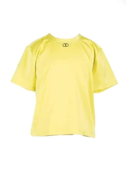 Twinset Kids T-Shirt Giallo Fluo con Placca per Bambine