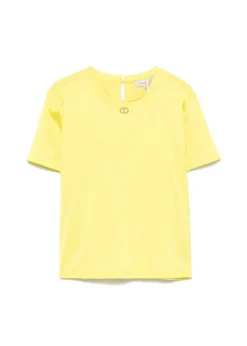 Twinset Kids T-Shirt Giallo Fluo con Placca per Bambine