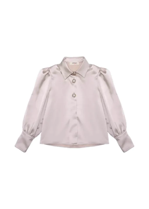 Vicolo Kids Camicia Panna Satin per Bambine