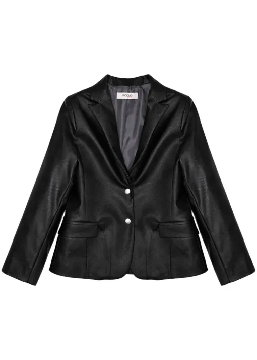 Vicolo Kids Giacca Blazer Nera Ecopelle per Bambine