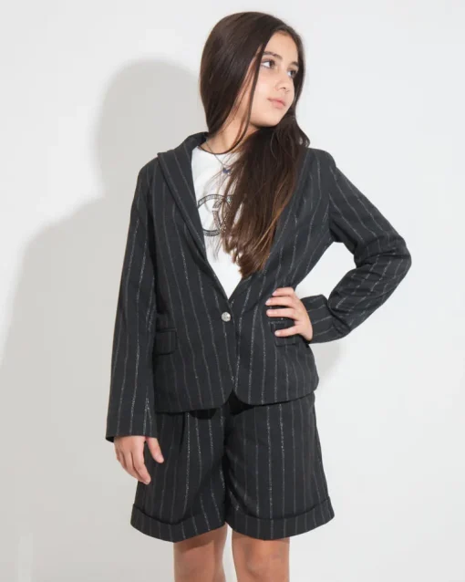 Vicolo Kids Giacca Blazer Gessata Grigia per Bambine