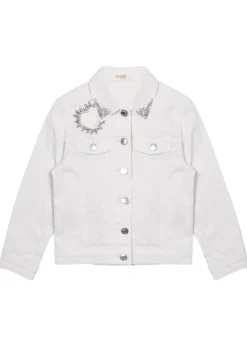 Vicolo Kids Giubbino Denim Bianco con Strass per Bambine