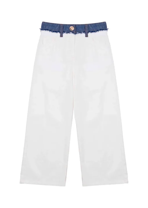 Vicolo Kids Pantaloni Panna/Denim per Bambine