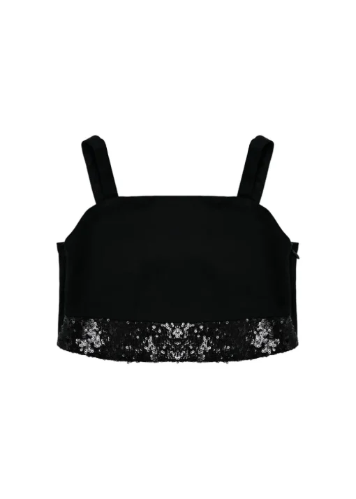 Vicolo Kids Top Nero con Applicazione Strass per Bambine
