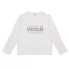 Vicolo Kids T-shirt Maniche Lunghe Panna con Strass per Bambine