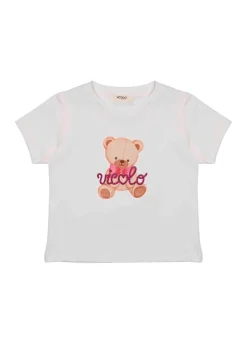 Vicolo Kids T-shirt Panna con Stampa Teddy per Bambine