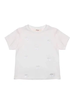 Vicolo Kids T-shirt Panna con Applicazioni per Bambine